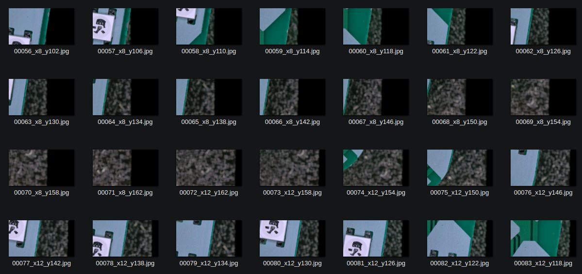 Directory view of images captured during the scanning process, showing many small thumbnails