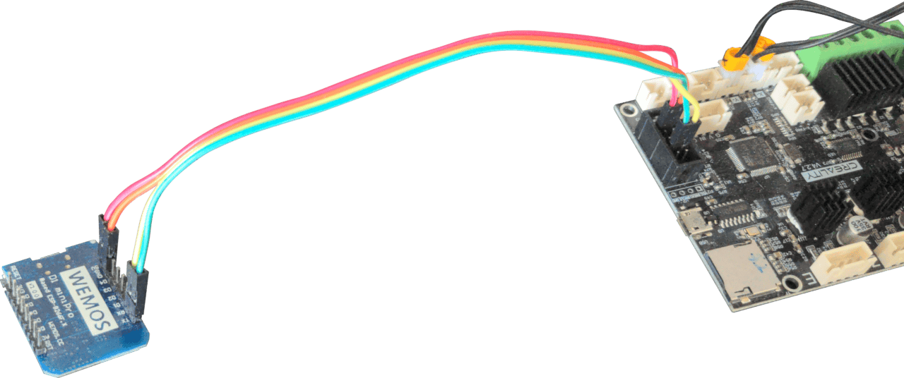 4 dingy wires connecting a small board to a big board