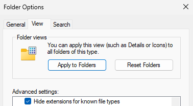 The "Hide extensions for known file types" checkbox in Explorer's Folder Options